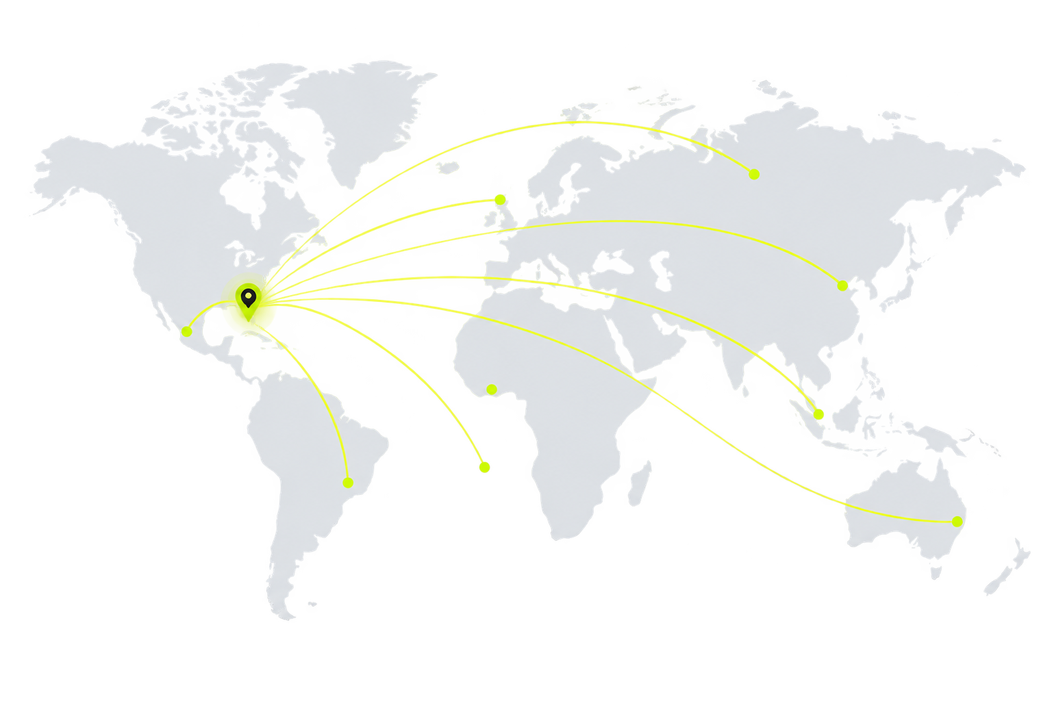 Worldwide shipping routes from the USA