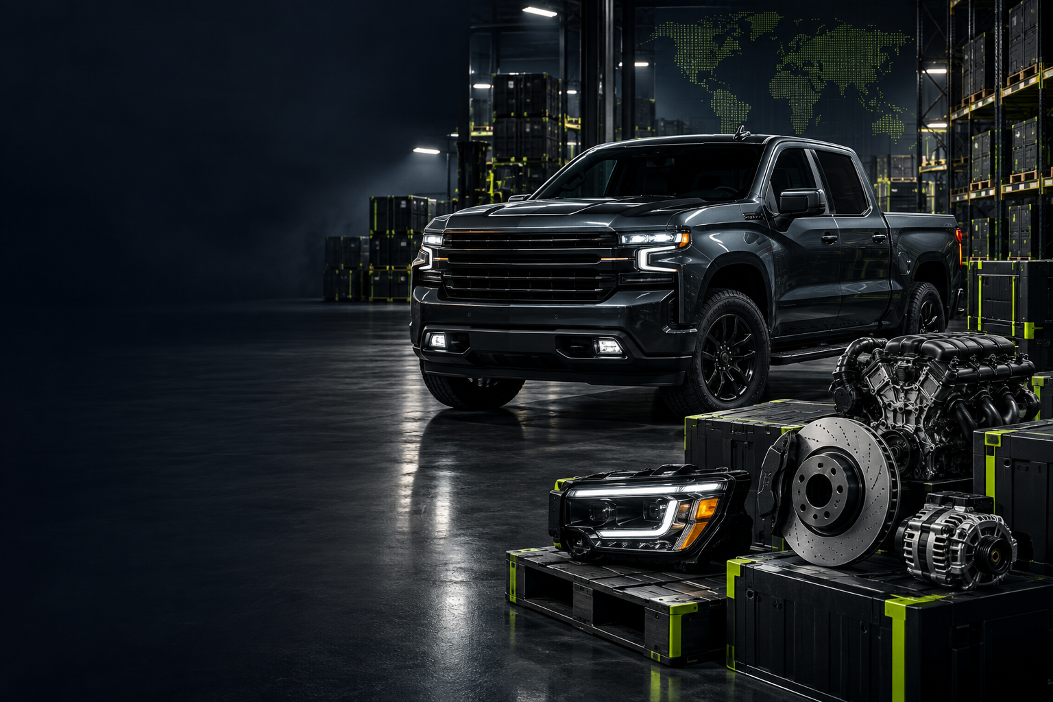 American Chevrolet vehicles and compatible parts in a US warehouse