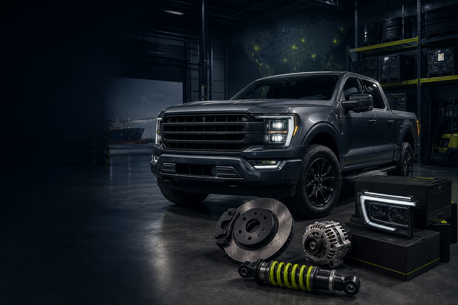 American pickup and Ford-compatible parts in a US warehouse