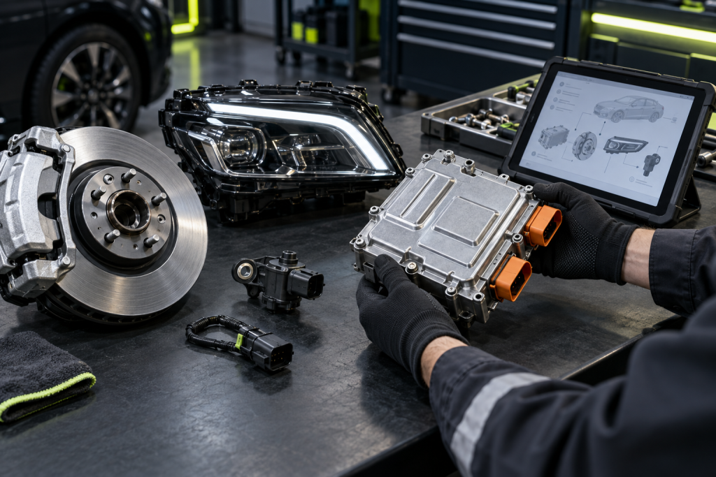 Technician verifying Kia part fitment with VIN data