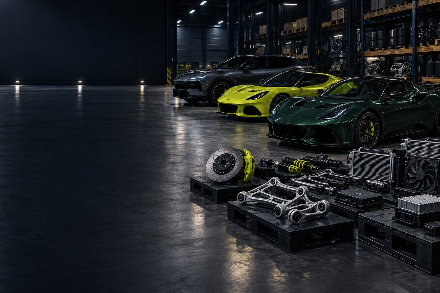 A Lotus sports car on a track, representing performance and precision engineering.