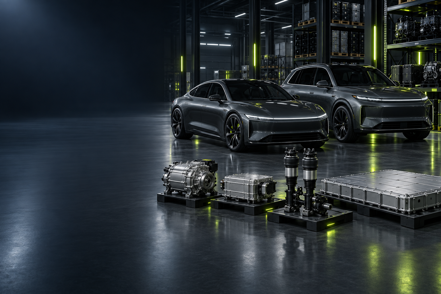 Lucid Air electric sedan on a road