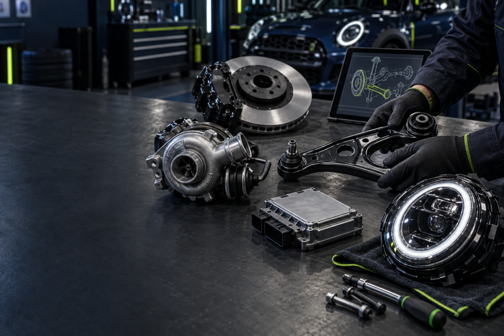 Close-up of a MINI Cooper S engine bay