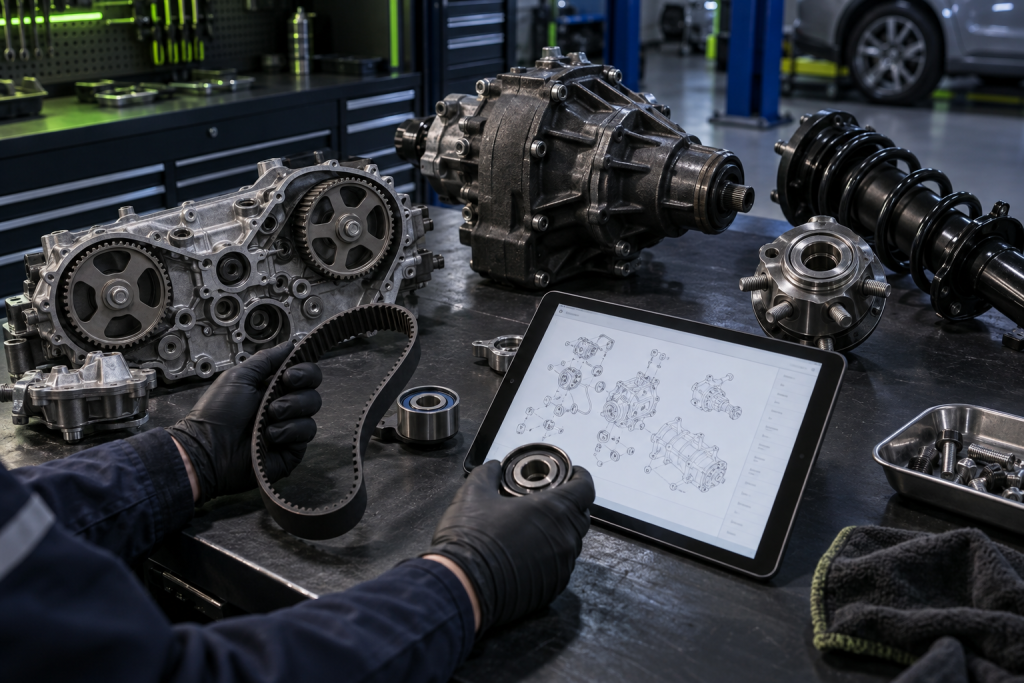 Subaru boxer engine and symmetrical AWD system diagram
