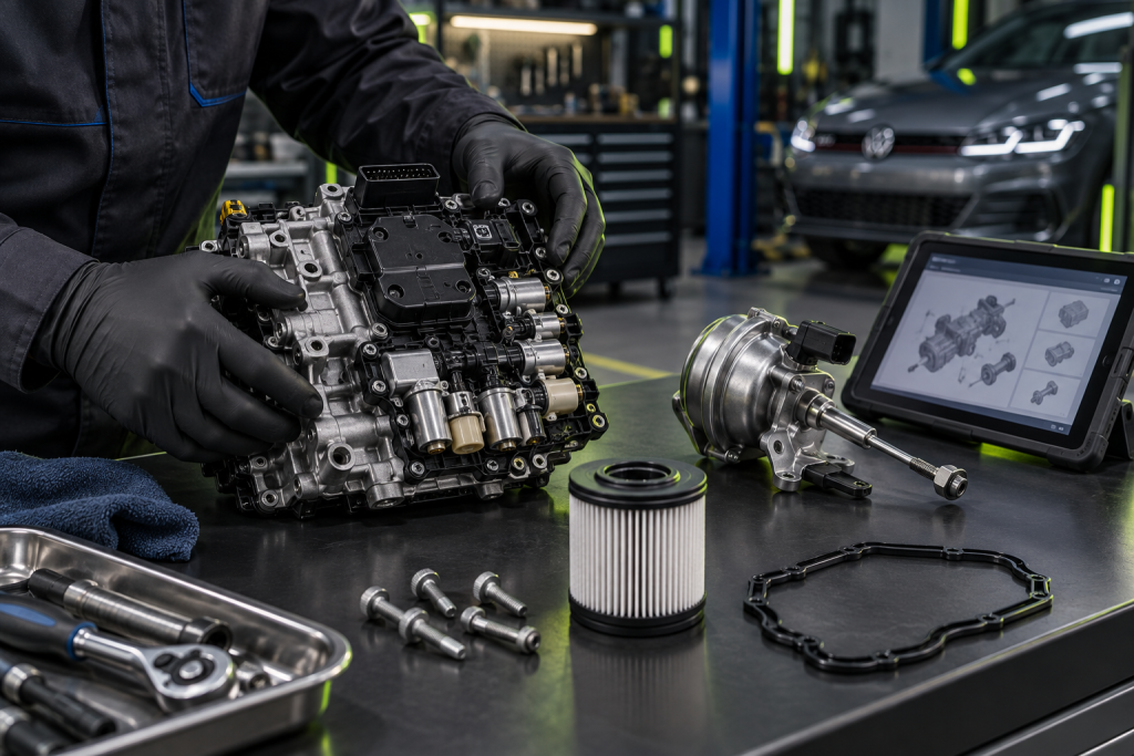 Volkswagen parts being packaged for international shipment